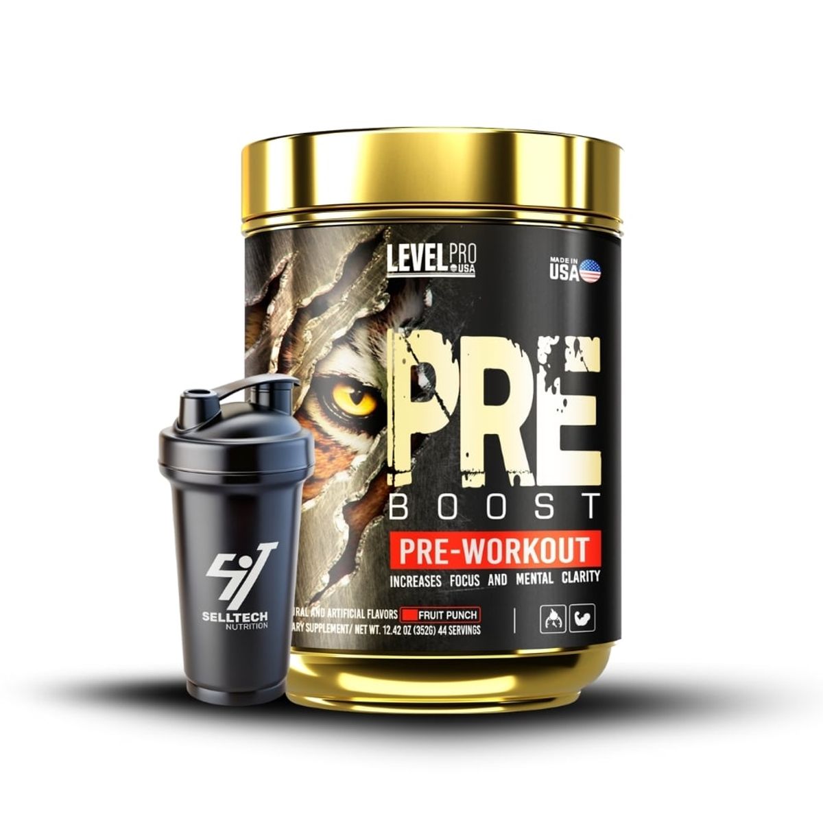 LEVEL PRO - Level Pro Pre- Entreno Pre Boost 400gr Fruit Punch Shaker
