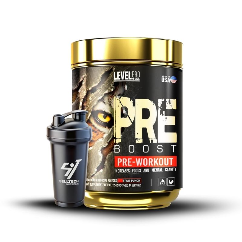 LEVEL PRO - Level Pro Pre- Entreno Pre Boost 400gr Fruit Punch Shaker