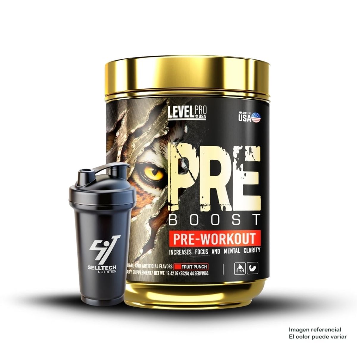 LEVEL PRO - Level Pro Pre- Entreno Pre Boost 400gr Fruit Punch Shaker