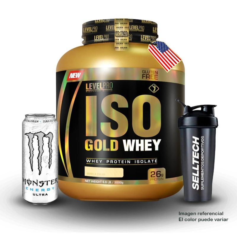 LEVEL PRO - Level Pro Proteína Whey Gold Pro 6.6 lb Rich Chocolateshaker