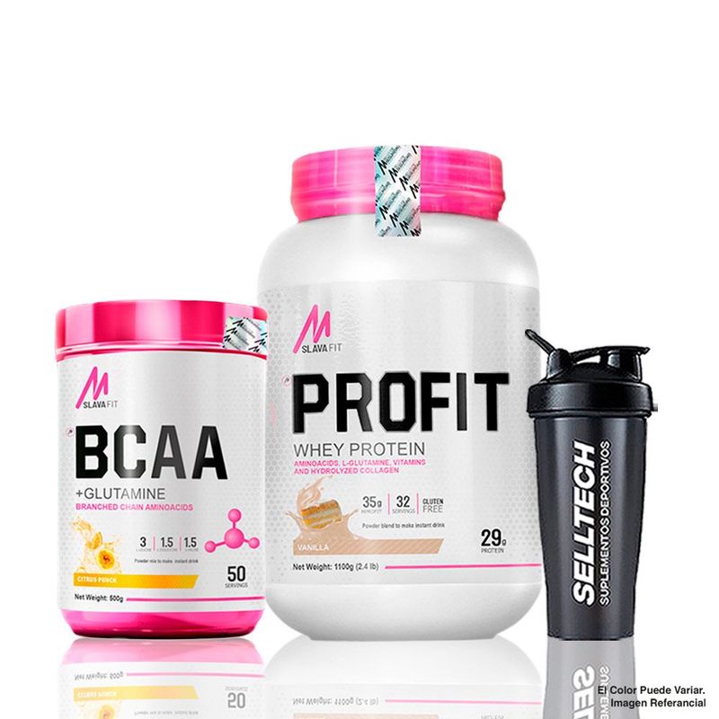 MSLAVA FIT - Profit 2.4 lb Vainilla Bcaa Glutamine 500gr Citrus Punch