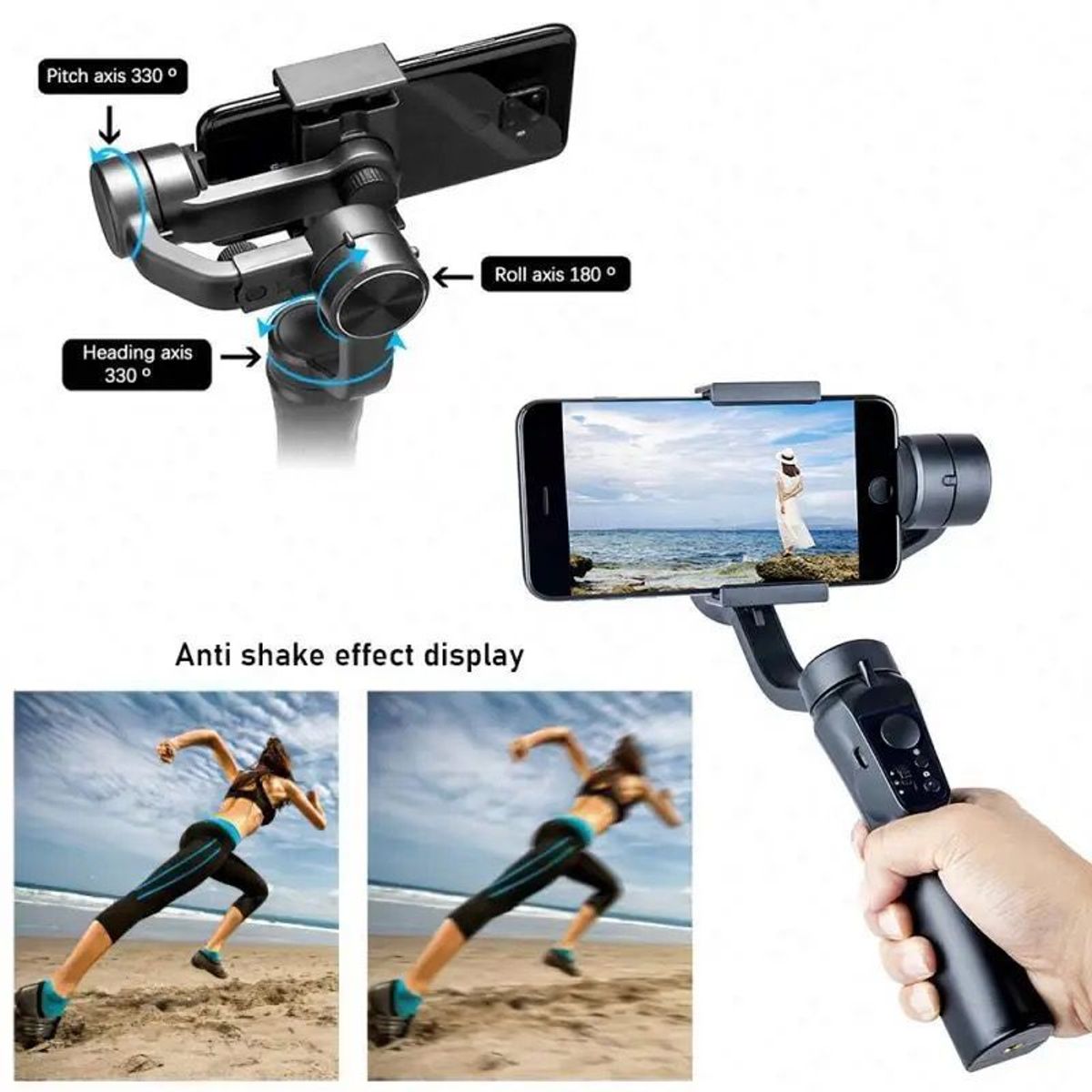 SEISA - ESTABILIZADOR DE CELULAR GIMBAL 3-AXIS TH-H4