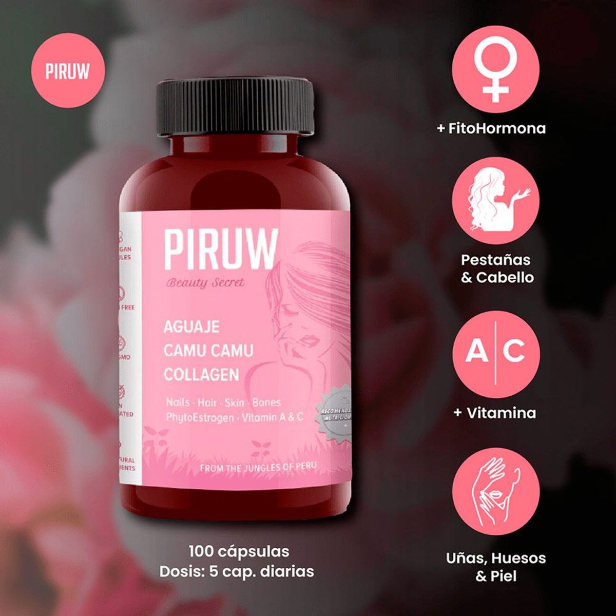PIRUW - Vitamina Beauty Secret Piruw 100 Cápsulas