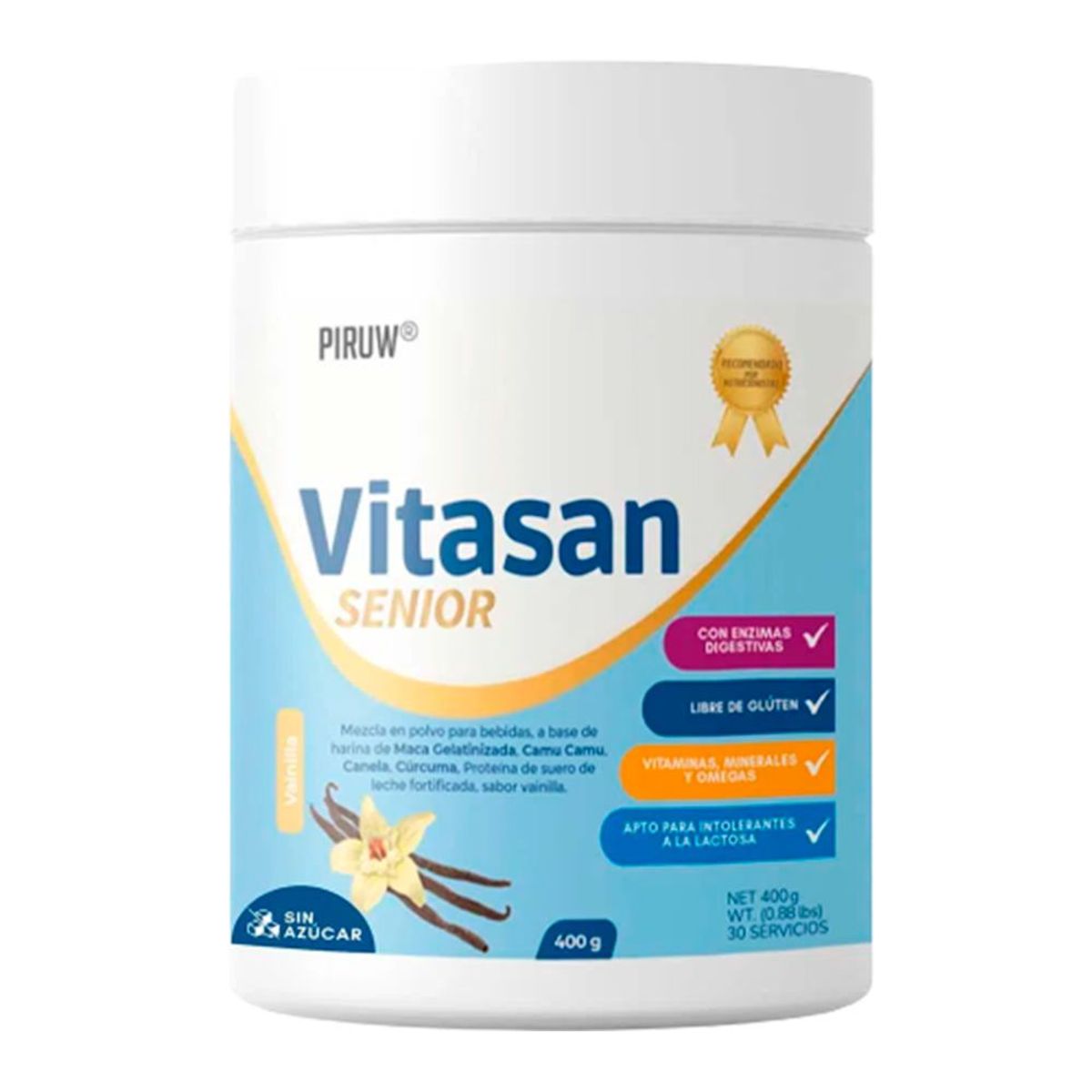 PIRUW - Vitaminas Adulto Mayor Piruw Vitasan Senior 400gr Vainilla