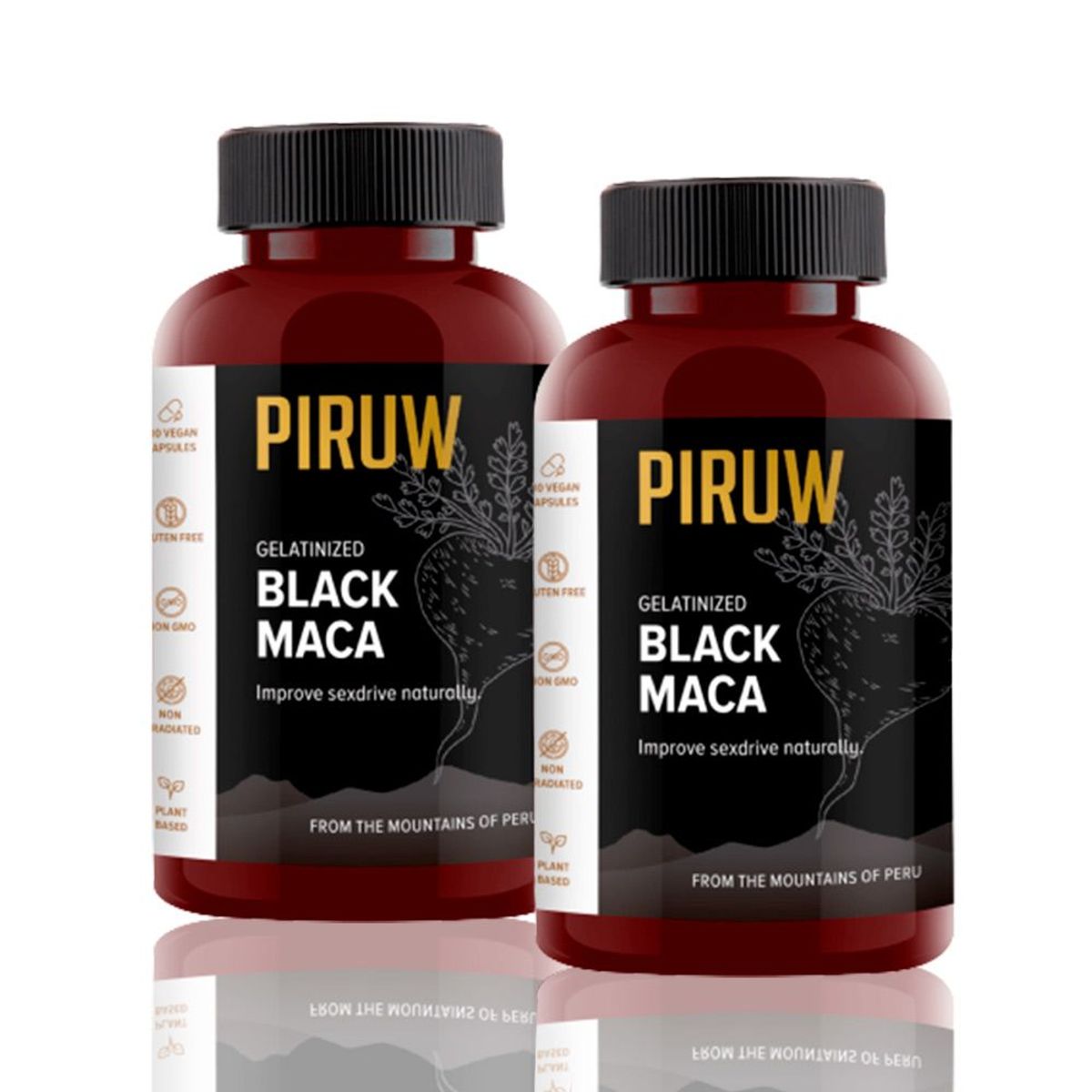 PIRUW - Pack Piruw Maca Negra Piruw 100 Cápsulas X2