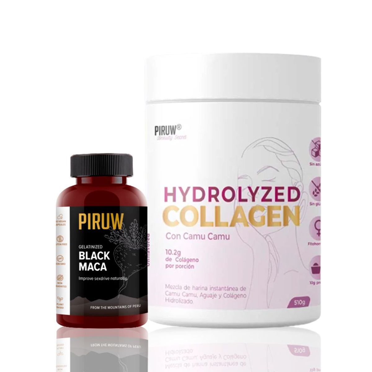 PIRUW - Pack Piruw Colágeno Beauty Secret 510gr+Maca Negra 100 Cáps
