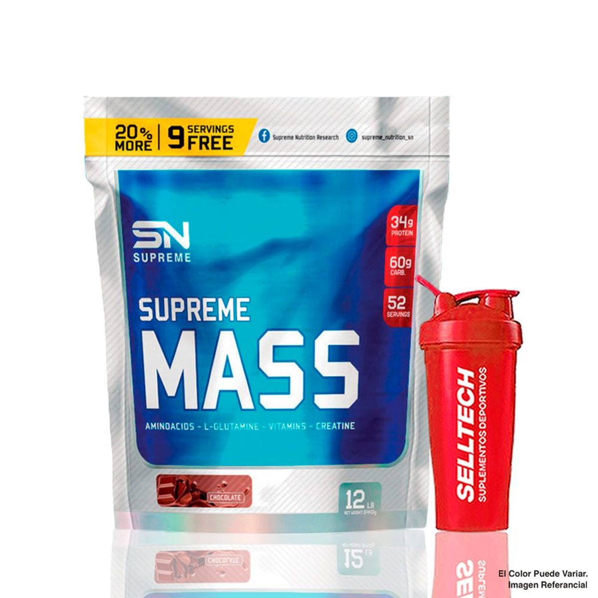 SUPREME NUTRITION - Supreme Nutrition Supreme Mass 12lb Chocolate Shaker