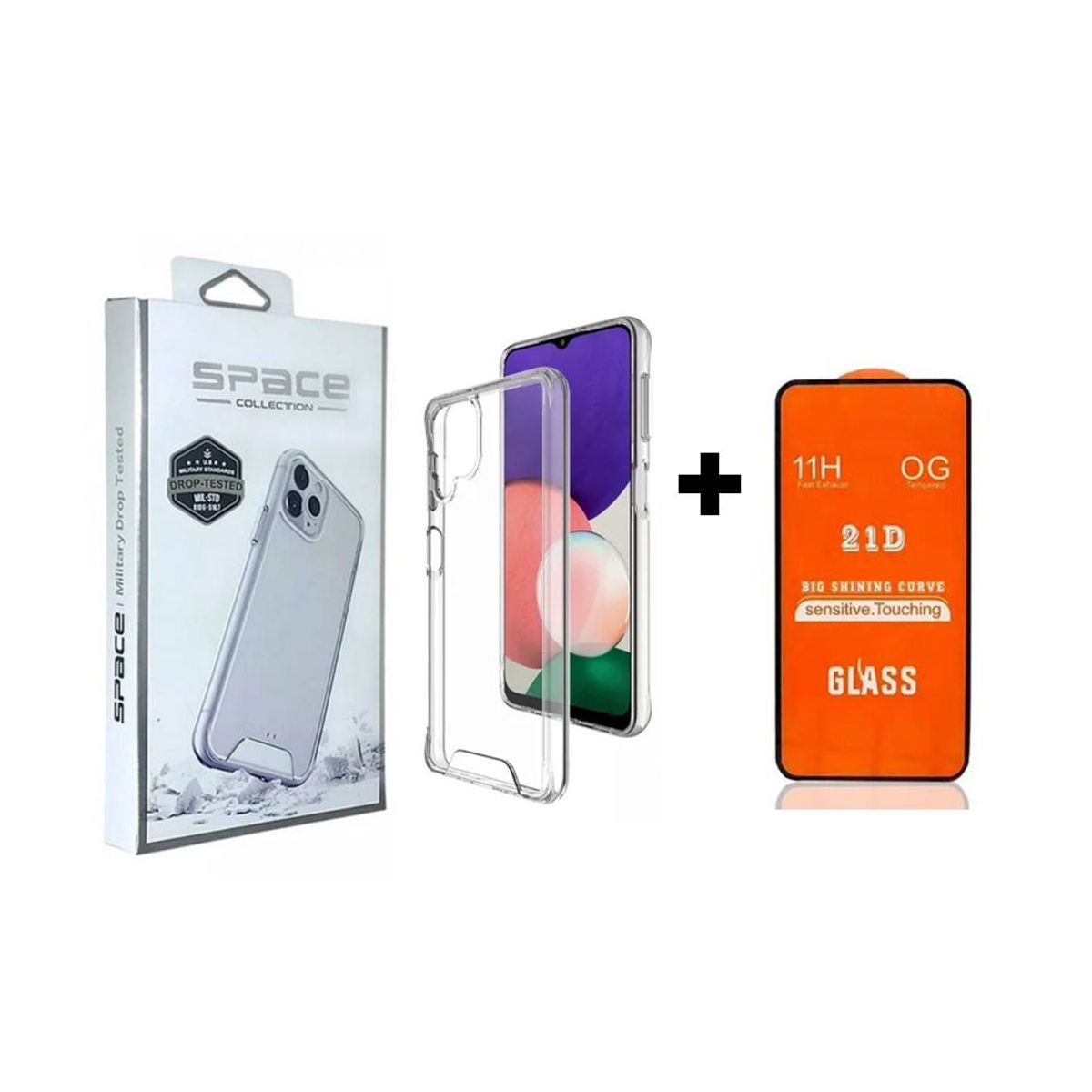 SPACE - Case Space Drop Y Vidrio Templado para Samsung A22 4g Transparente