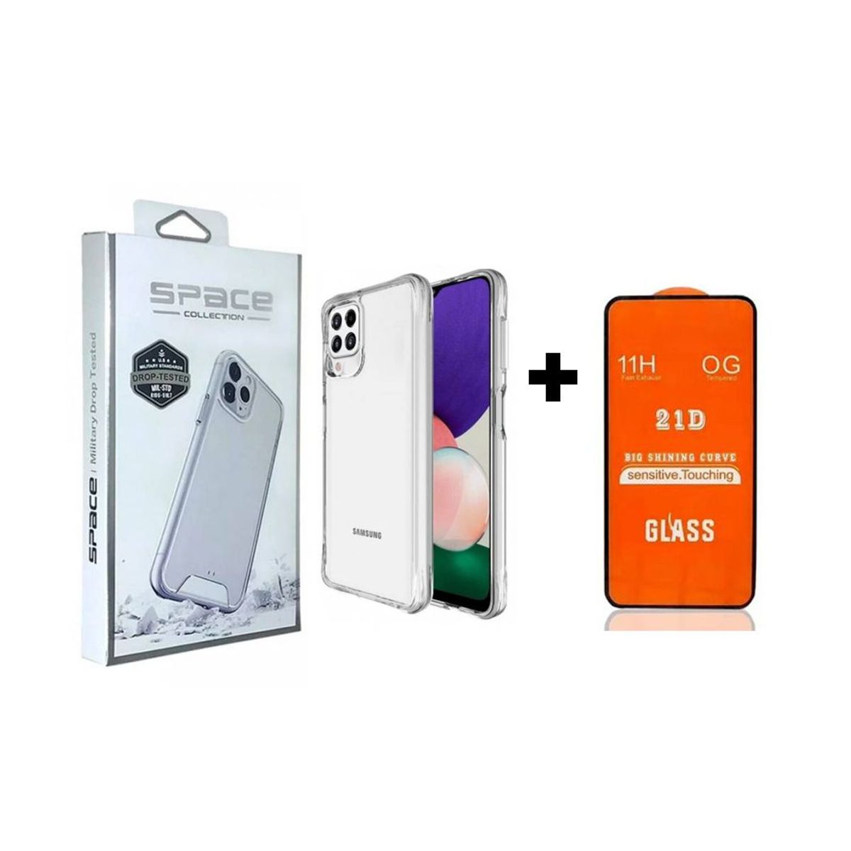 SPACE - Case Space Drop Y Vidrio Templado para Samsung A22 5g Transparente