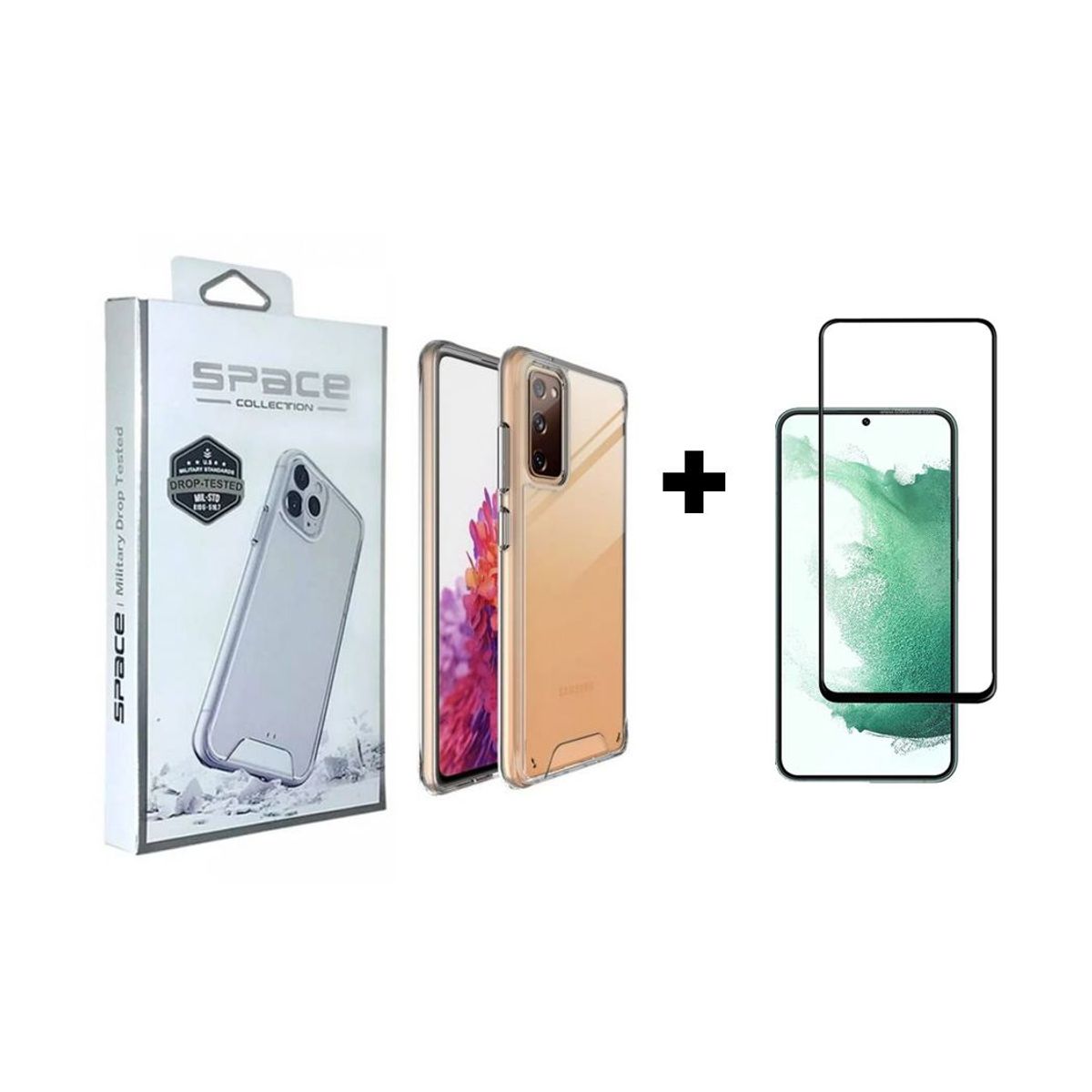 SPACE - Case Space Drop Y Vidrio Full Glue para Samsung S20 Transparente
