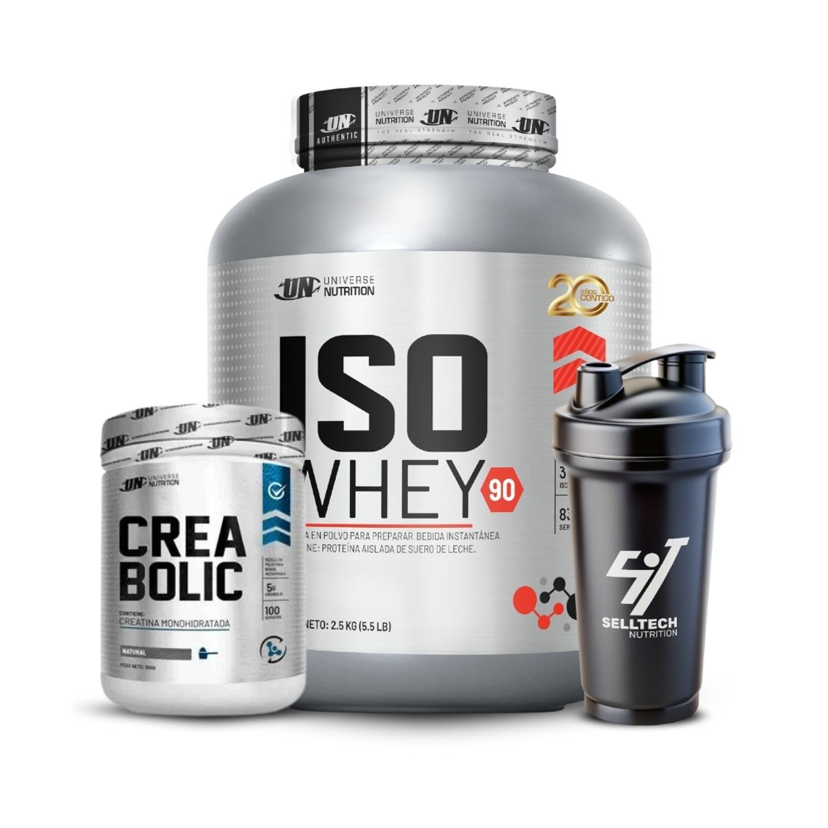 UNIVERSE NUTRITION - Iso Whey 90 de 2.5 kg Chocolate + Creabolic 500gr