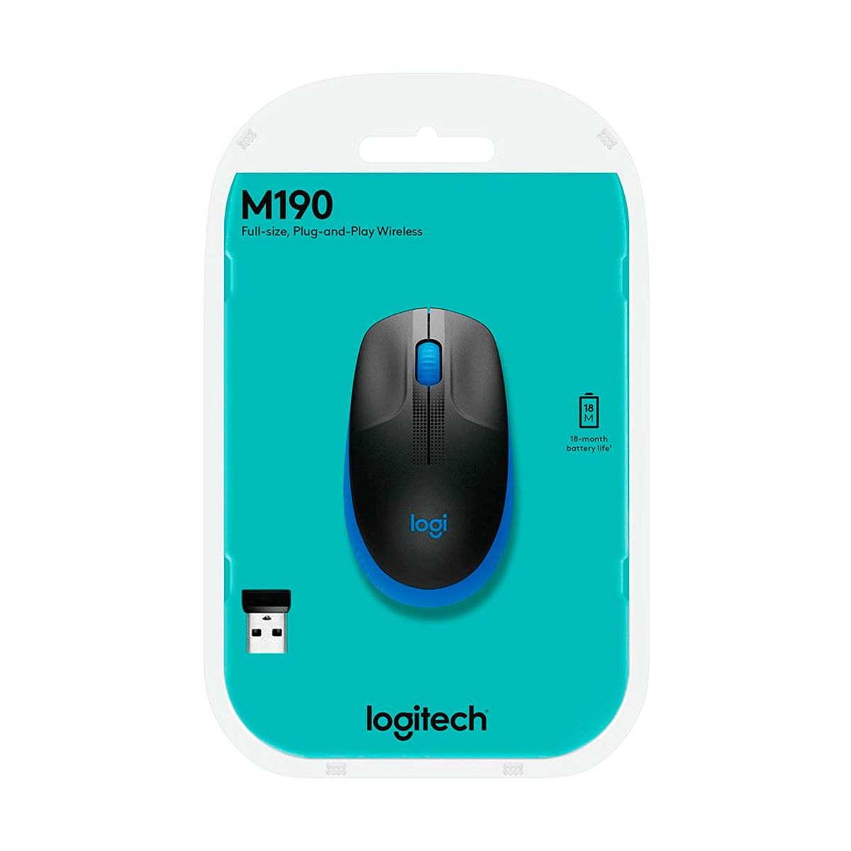 LOGITECH - Mouse logitech m190 inalámbrico usb ergonómico - negro Azul