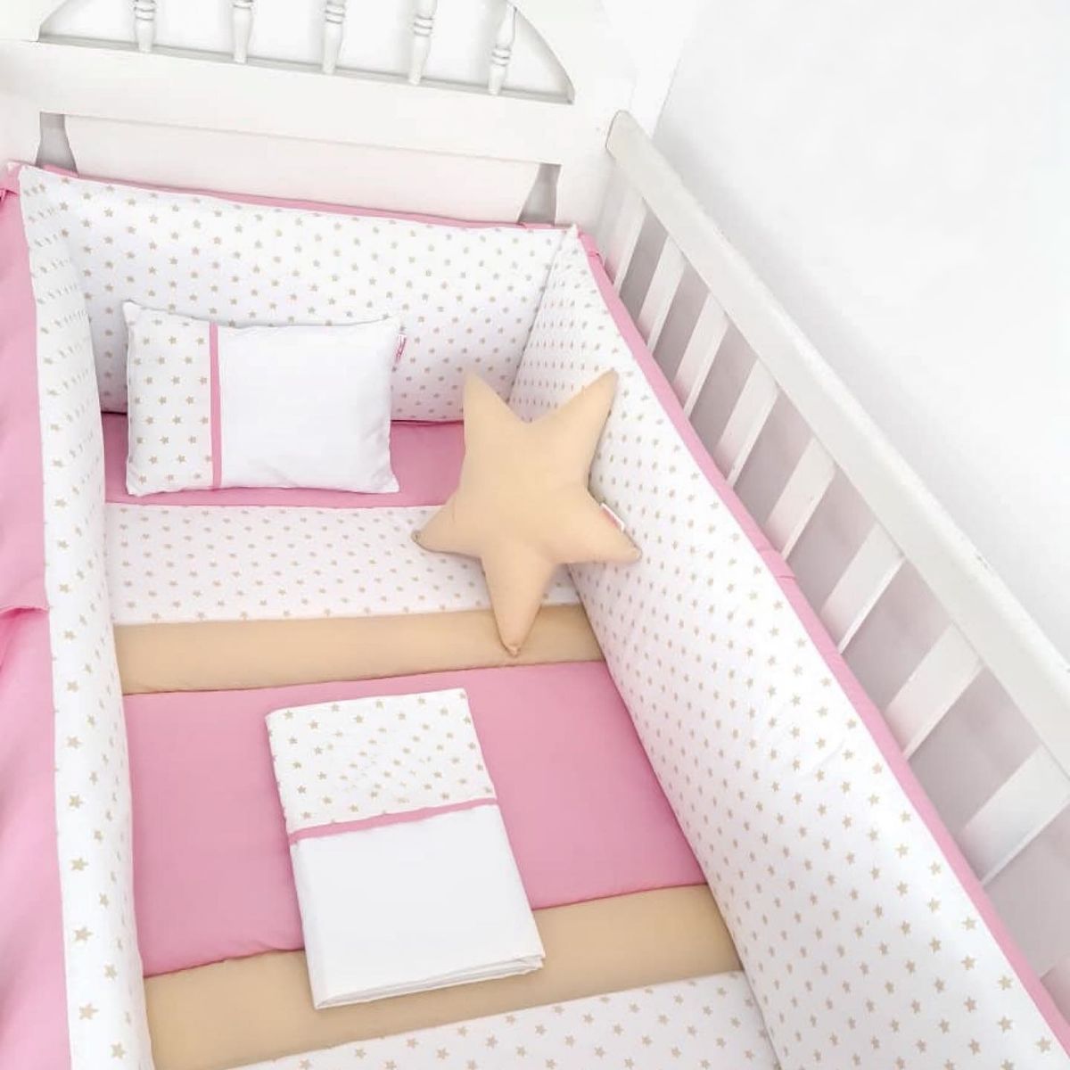 GENERICO - Protectores Laterales Acolchados para cuna diseño estrellitas