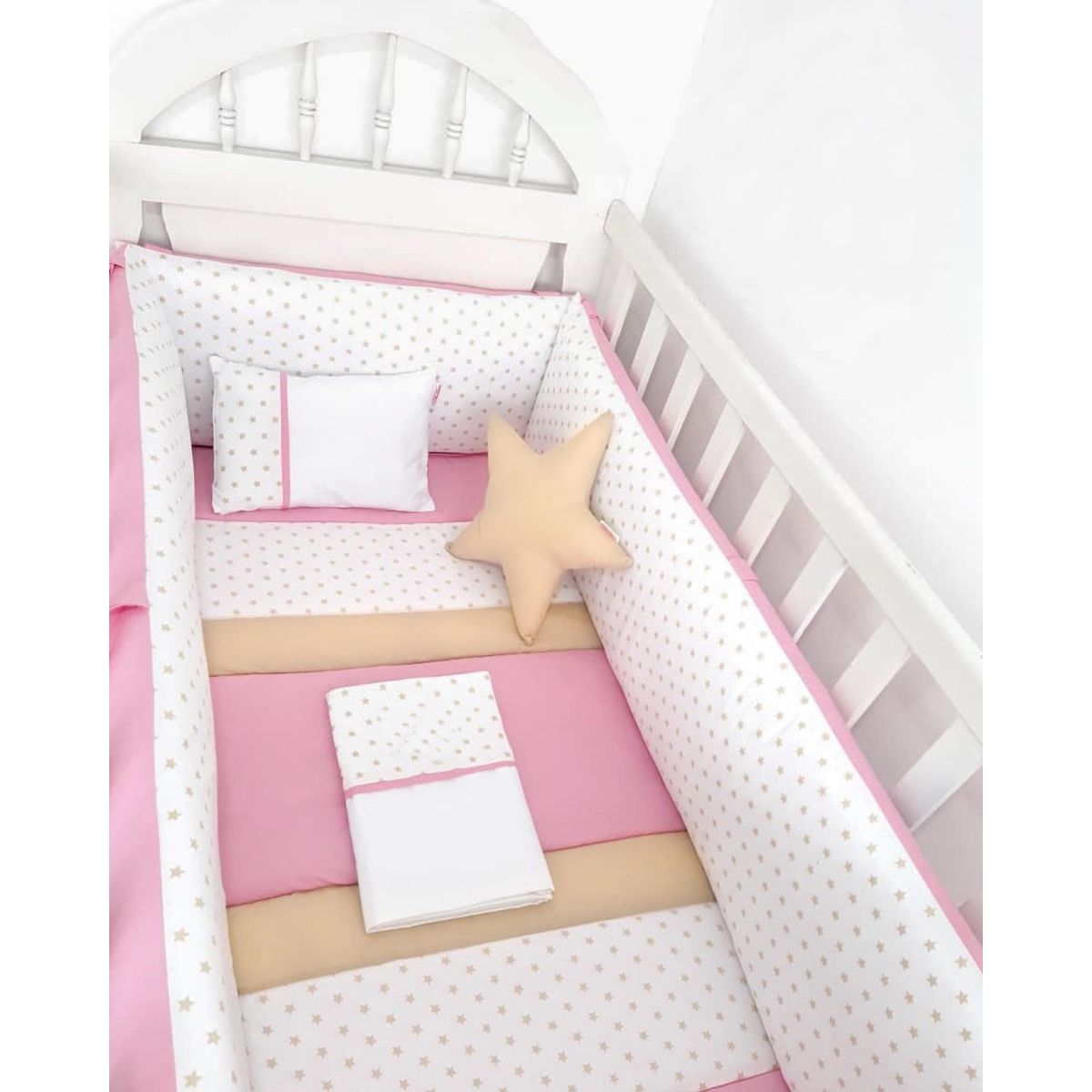 GENERICO - Protectores Laterales Acolchados para cuna diseño estrellitas