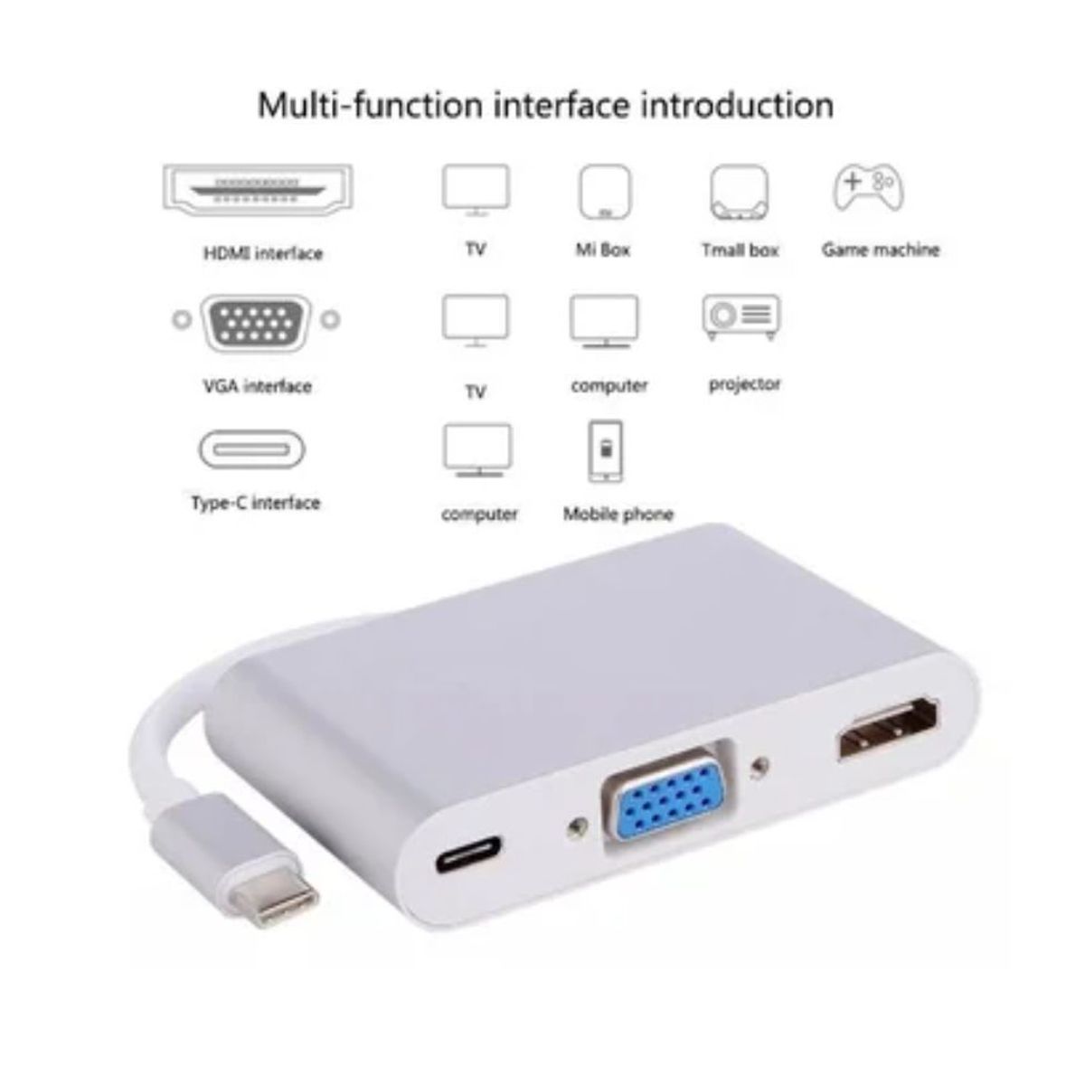 GENERICO - Adaptador convertidor Tipo C A Hmdi Usb 3.0 Vga Audio tipo C 5 En 1