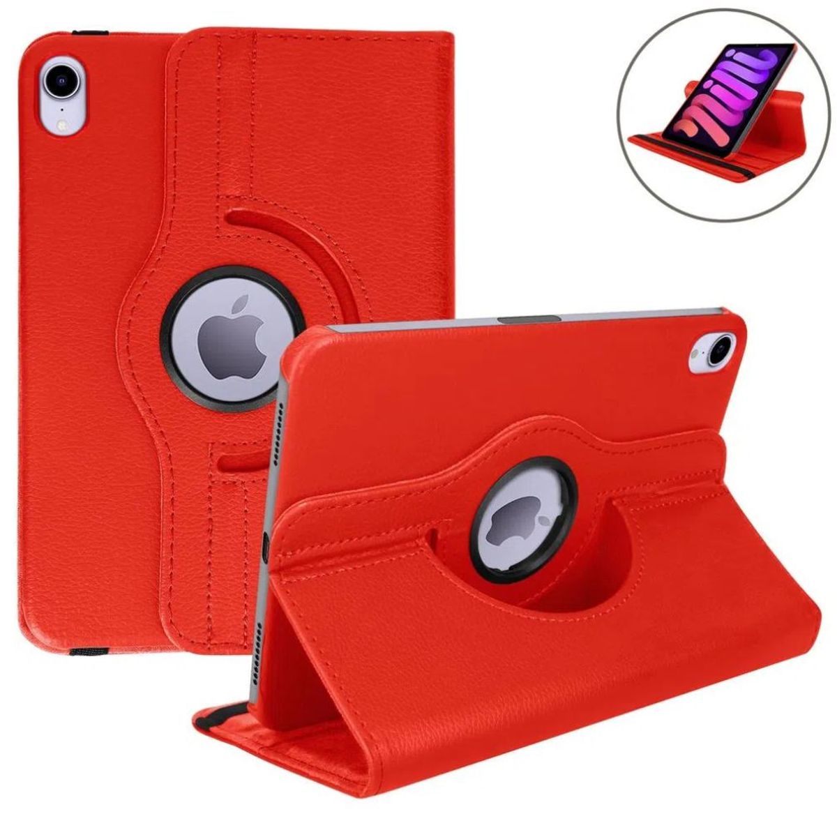GENERICO - Funda Giratoria para Ipad Mini 6 Rojo