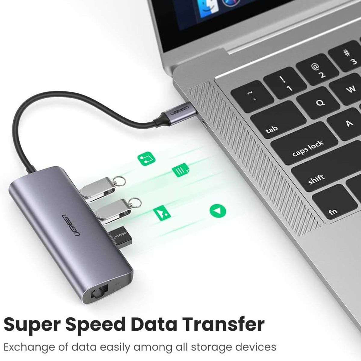 UGREEN - Hub USB Tipo C Multifuncion Ugreen 3 USB 3.0 RJ45