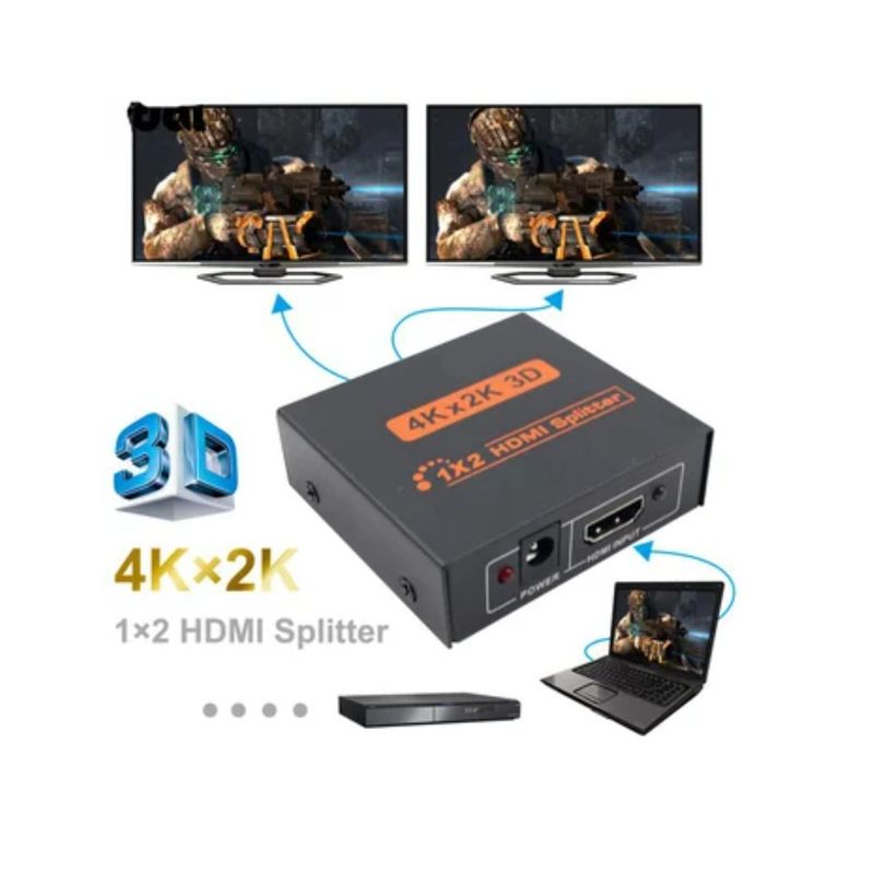 GENERICO - Splitter Hdmi  1x2 2.0 Full Hd 4k  2160p Multiplica Señal Conecta 2 tv