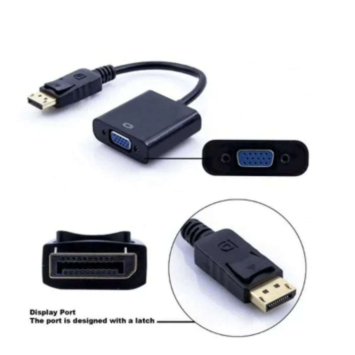 GENERICO - Adaptador Convertidor DisplayPort Dp A Vga Dp Macho A Vga Negro