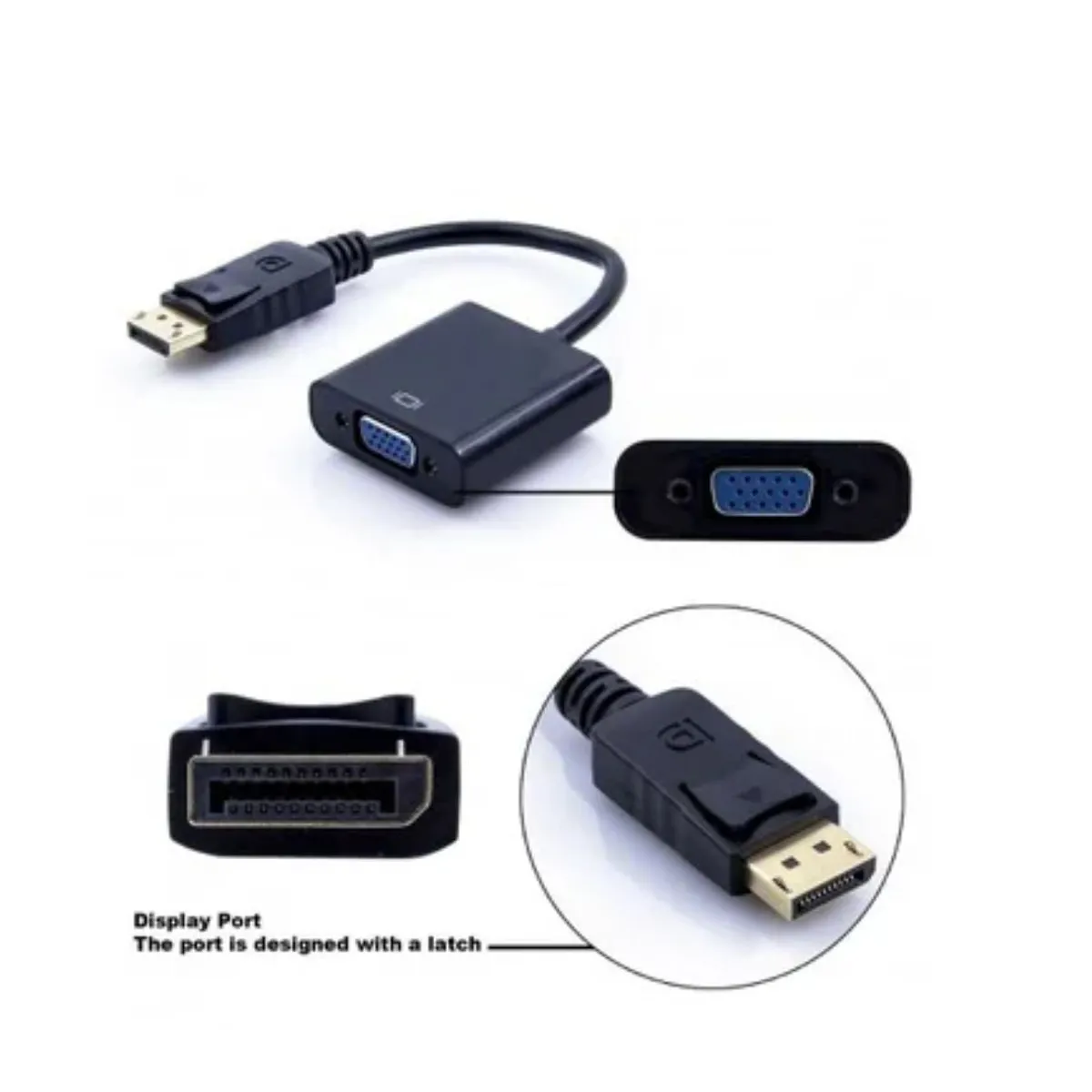 GENERICO - Adaptador Convertidor DisplayPort Dp A Vga Dp Macho A Vga Negro