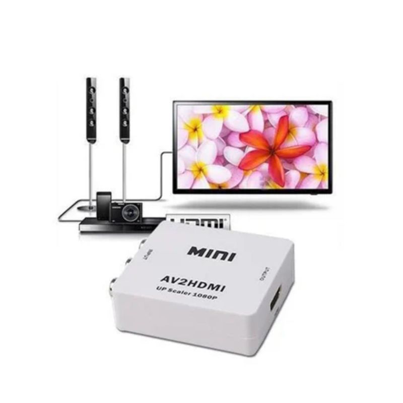 GENERICO - Convertidor Adaptador Av Rca a HDMI 1080p Full Hd Video - Blanco