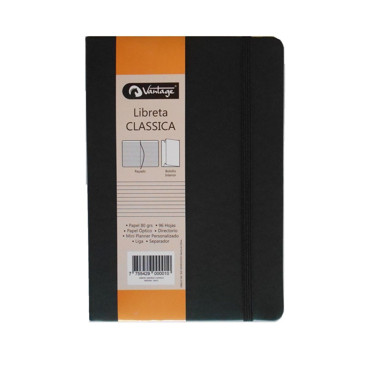 VANTAGE - LIBRETA VANTAGE CLASSICA 14x21 - Negro
