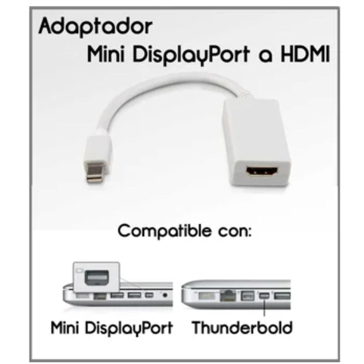 GENERICO - Adaptador Convertidor Mini Displayport  A hdmi Mdp A hdmi Mac Blanco