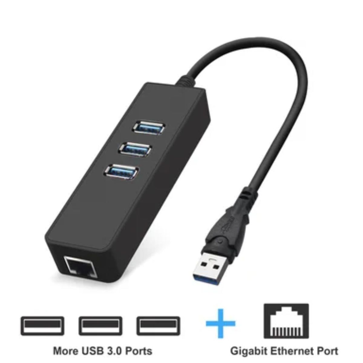 GENERICO - Adaptador Usb 3.0 A Rj45 Usb Lan Ethernet + Hub 3 Puertos 3