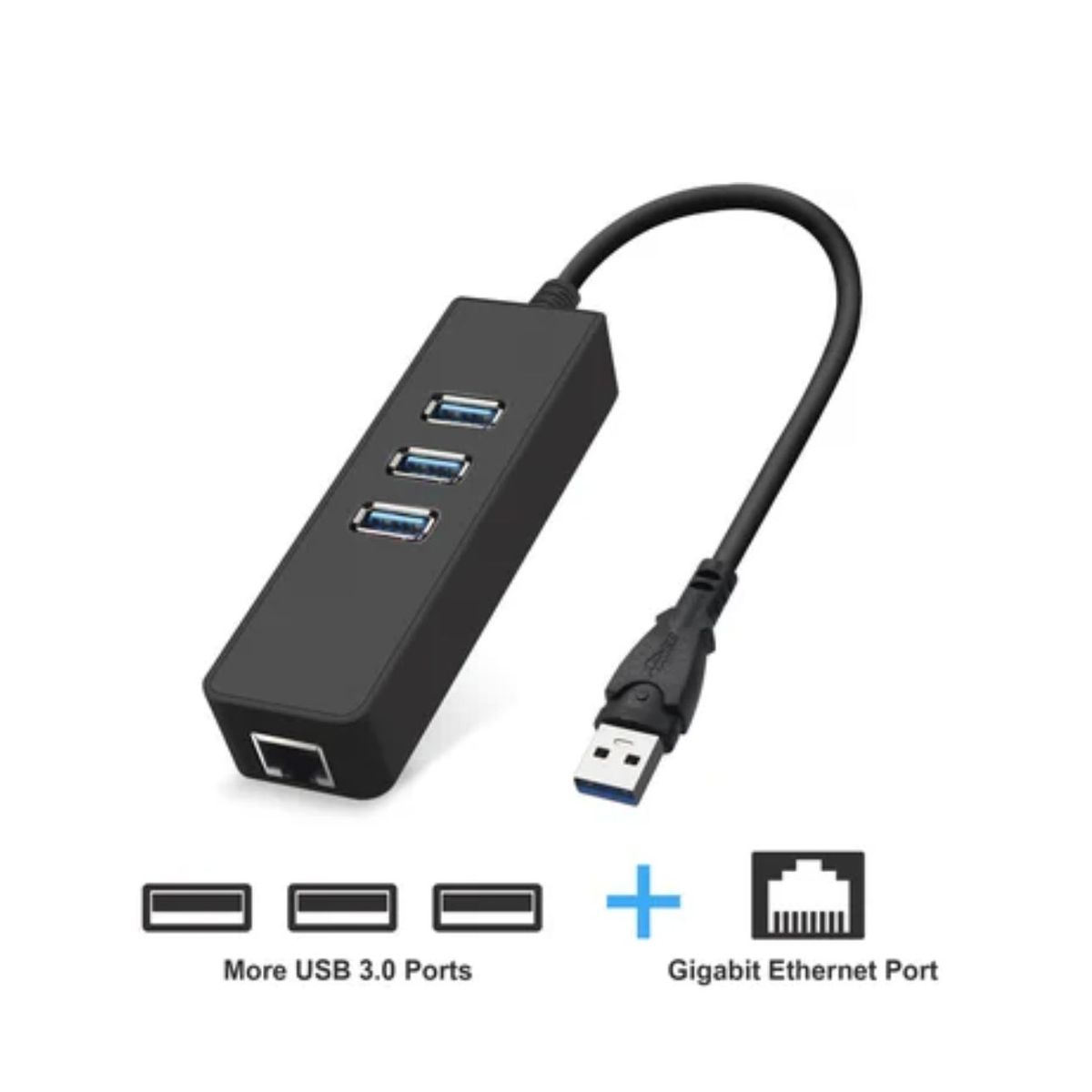GENERICO - Adaptador Usb 3.0 A Rj45 Usb Lan Ethernet + Hub 3 Puertos 3