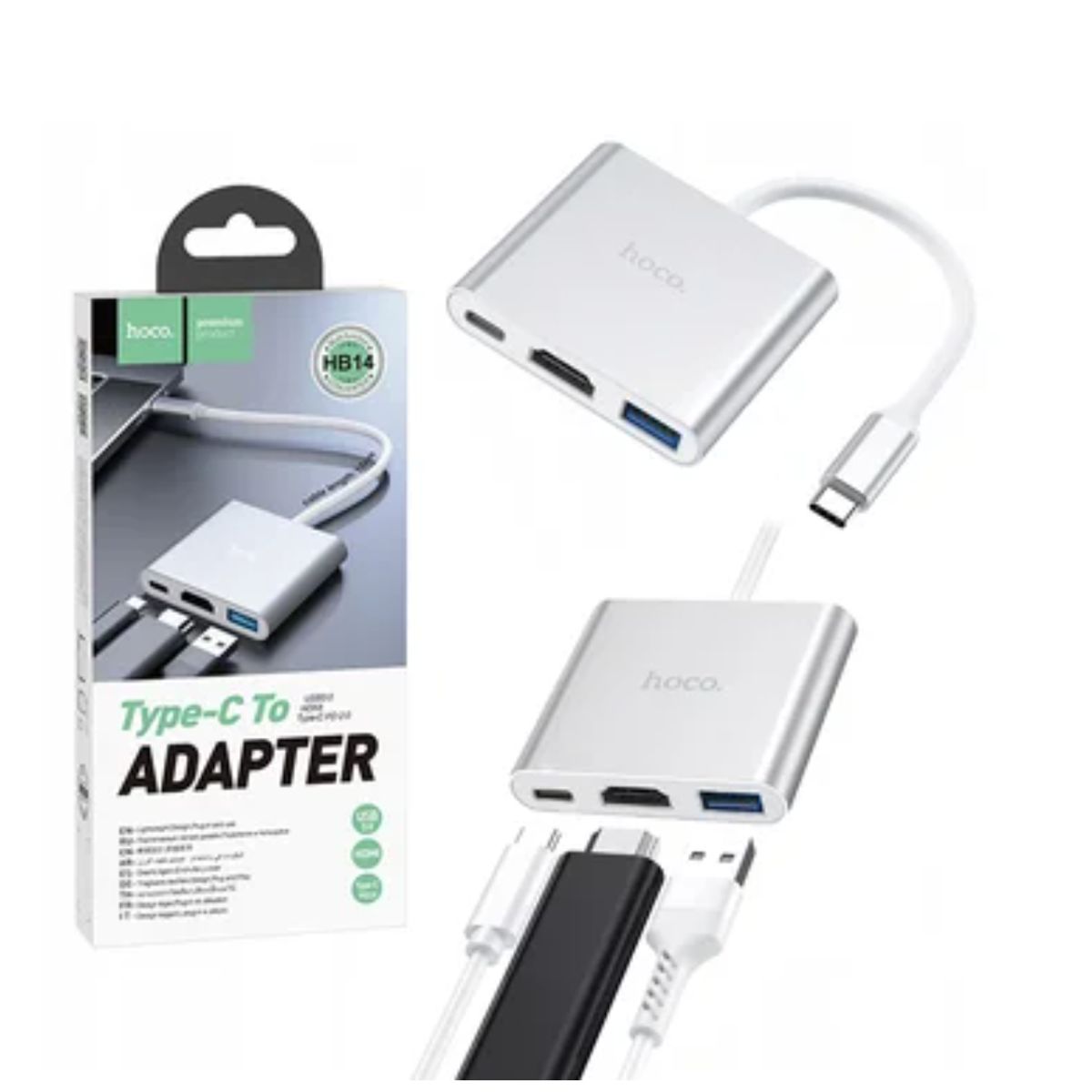 GENERICO - Convertidor Tipo C a HDMI 4k USB 3.0 tipo C 3 En 1 Hoco