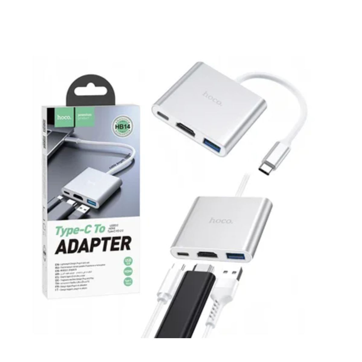 GENERICO - Convertidor Tipo C a HDMI 4k USB 3.0 tipo C 3 En 1 Hoco