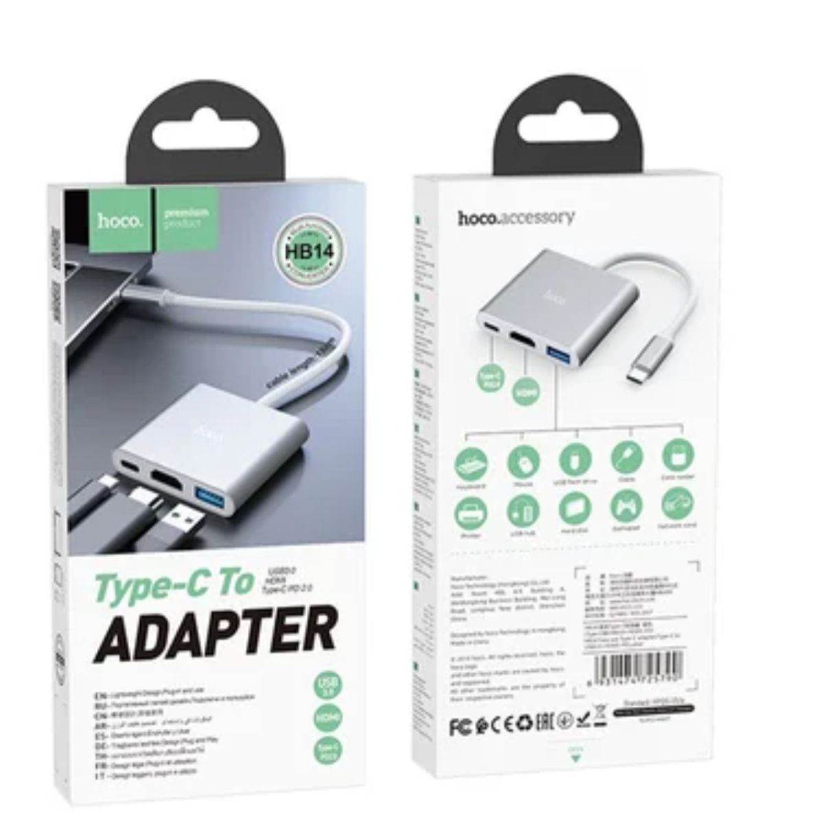 GENERICO - Convertidor Tipo C a HDMI 4k USB 3.0 tipo C 3 En 1 Hoco