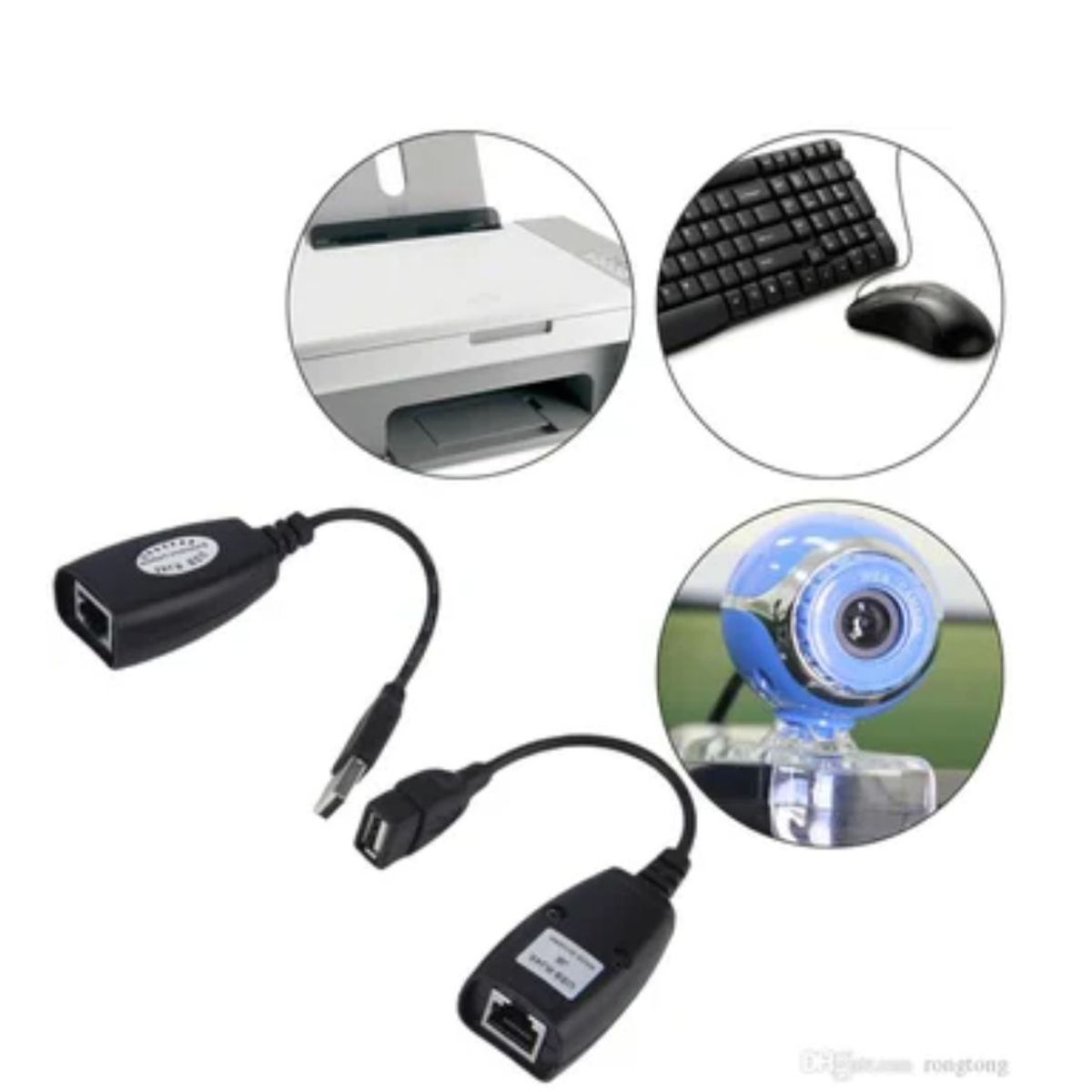 GENERICO - Extension Usb Por Cable Red Rj45 Utp Adaptador 50 Metros Cat- Negro