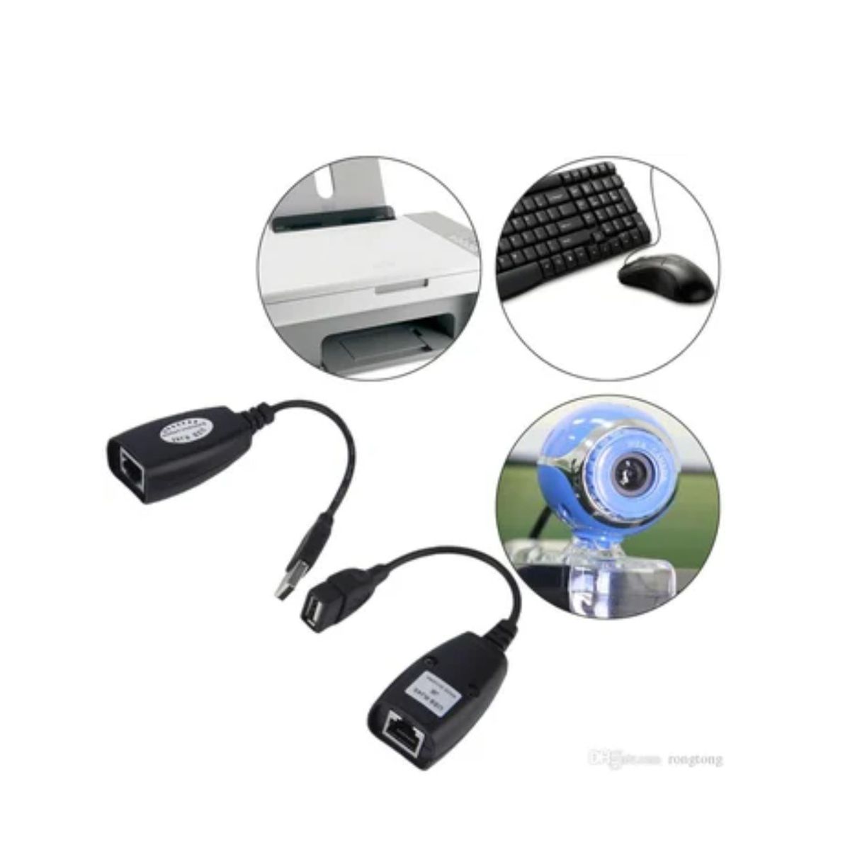 GENERICO - Extension Usb Por Cable Red Rj45 Utp Adaptador 50 Metros Cat- Negro