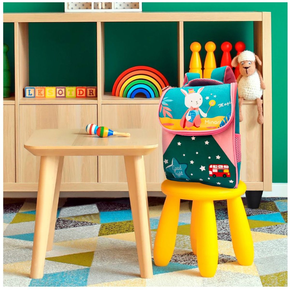 MINARI - Mochila Escolar Infantil para Niños Conejito Mago Rosa 616M