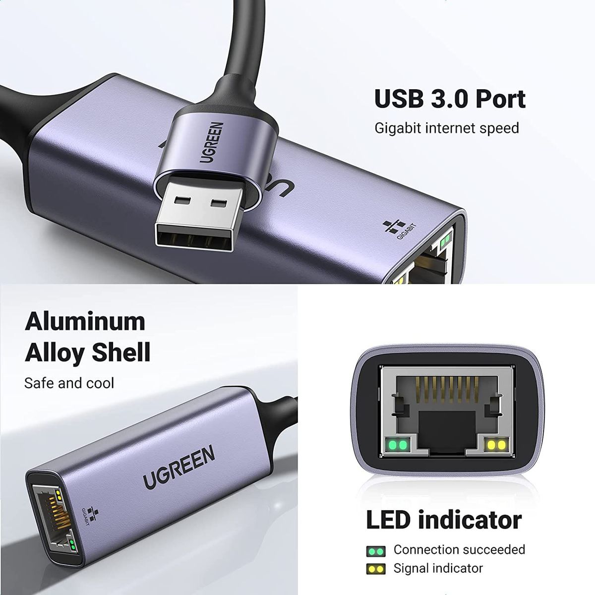 UGREEN - Adaptador Ethernet USB 3.0 a Rj45 1000mb/s Gigabit Ugreen