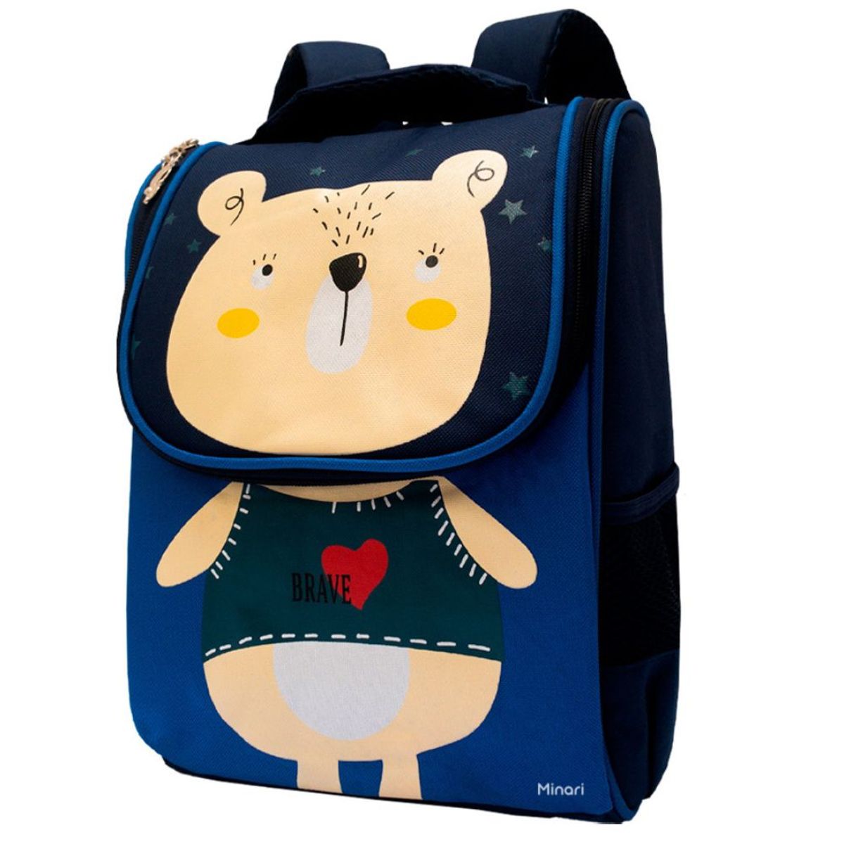 MINARI - Mochila Escolar Infantil para Niños Osito Azul 616M