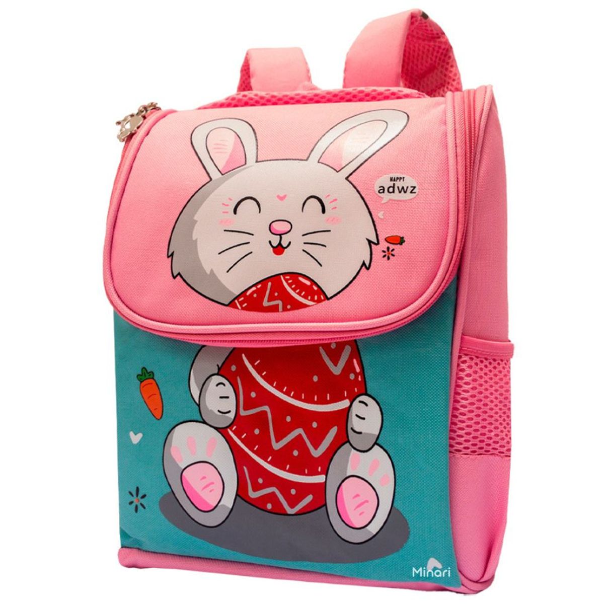 MINARI - Mochila Escolar Infantil para Niños Conejo Pascuas Rosa 616M