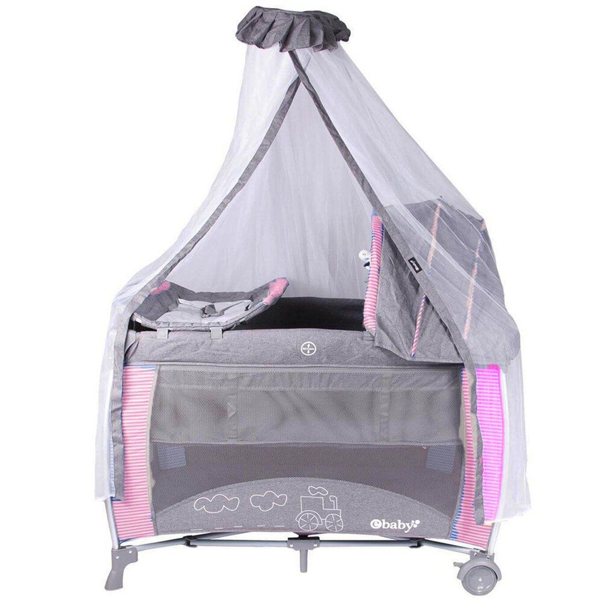 EBABY - Cuna Corral Aluminio NOA 780 Rosado + Colchón