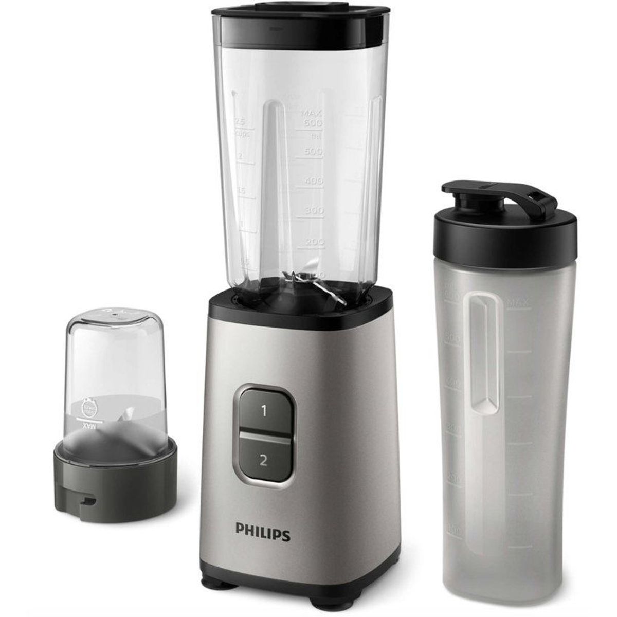 PHILIPS - Mini licuadora Philips 350W con Vaso + Tomado + Picatodo HR2604