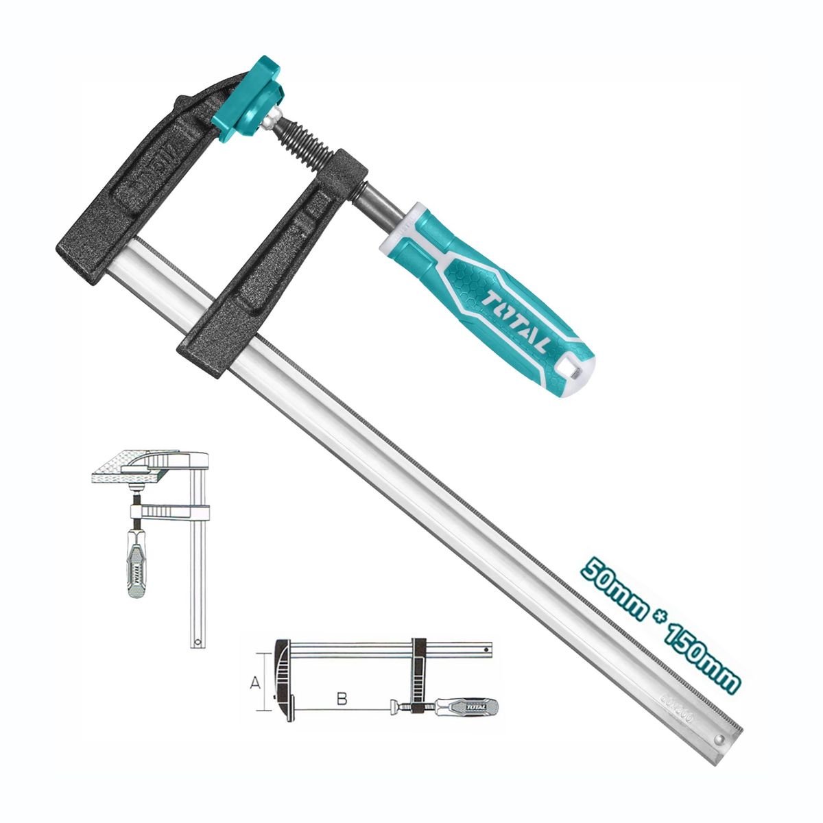 TOTAL TOOLS - PRENSA DE CARPINTERO TIPO F 50X150MM ABRAZADERA TOTAL - THT1320501