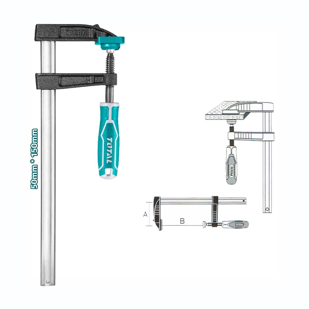 Total Tools - PRENSA SARGENTO TIPO “F” 50X200MM 170KG CARPINTERIA TOTAL - THT1320502