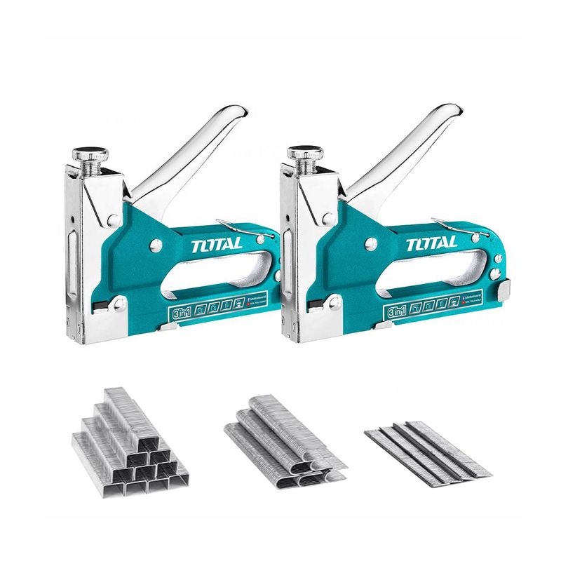 TOTAL TOOLS - COMBO 2 ENGRAPADORAS CLAVADORAS TOTAL 3 EN 1 + 4200 GRAPAS