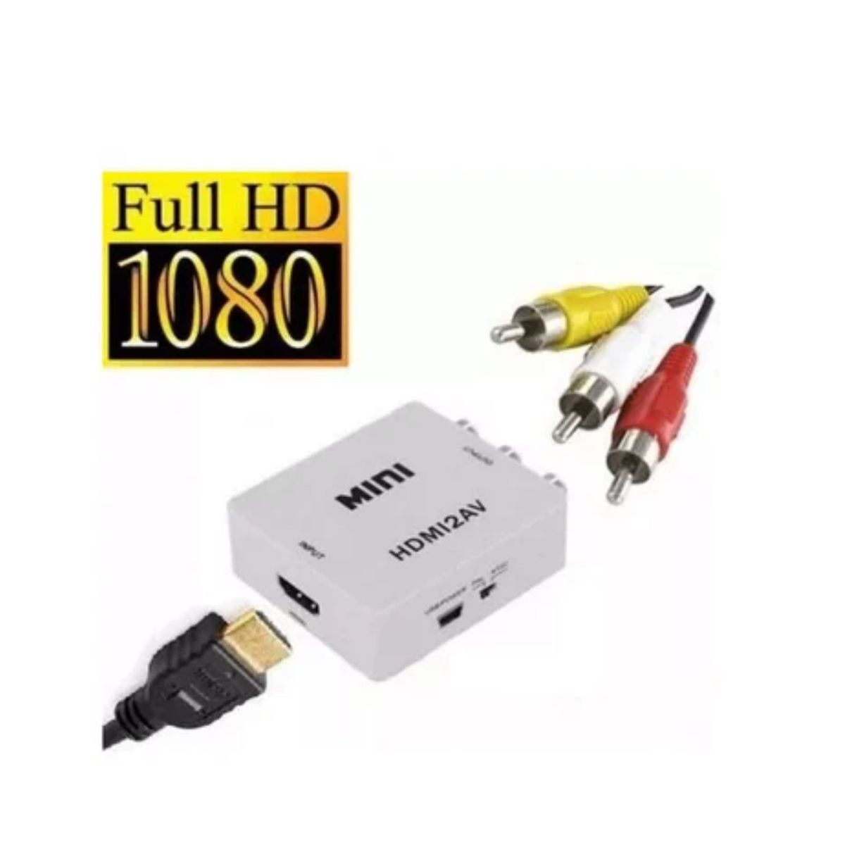 GENERICO - Convertidor Adaptador Hdmi A Av Rca 1080p Full Hd Video - Blanco