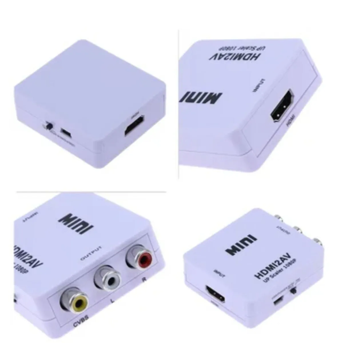 GENERICO - Convertidor Adaptador Hdmi A Av Rca 1080p Full Hd Video - Blanco