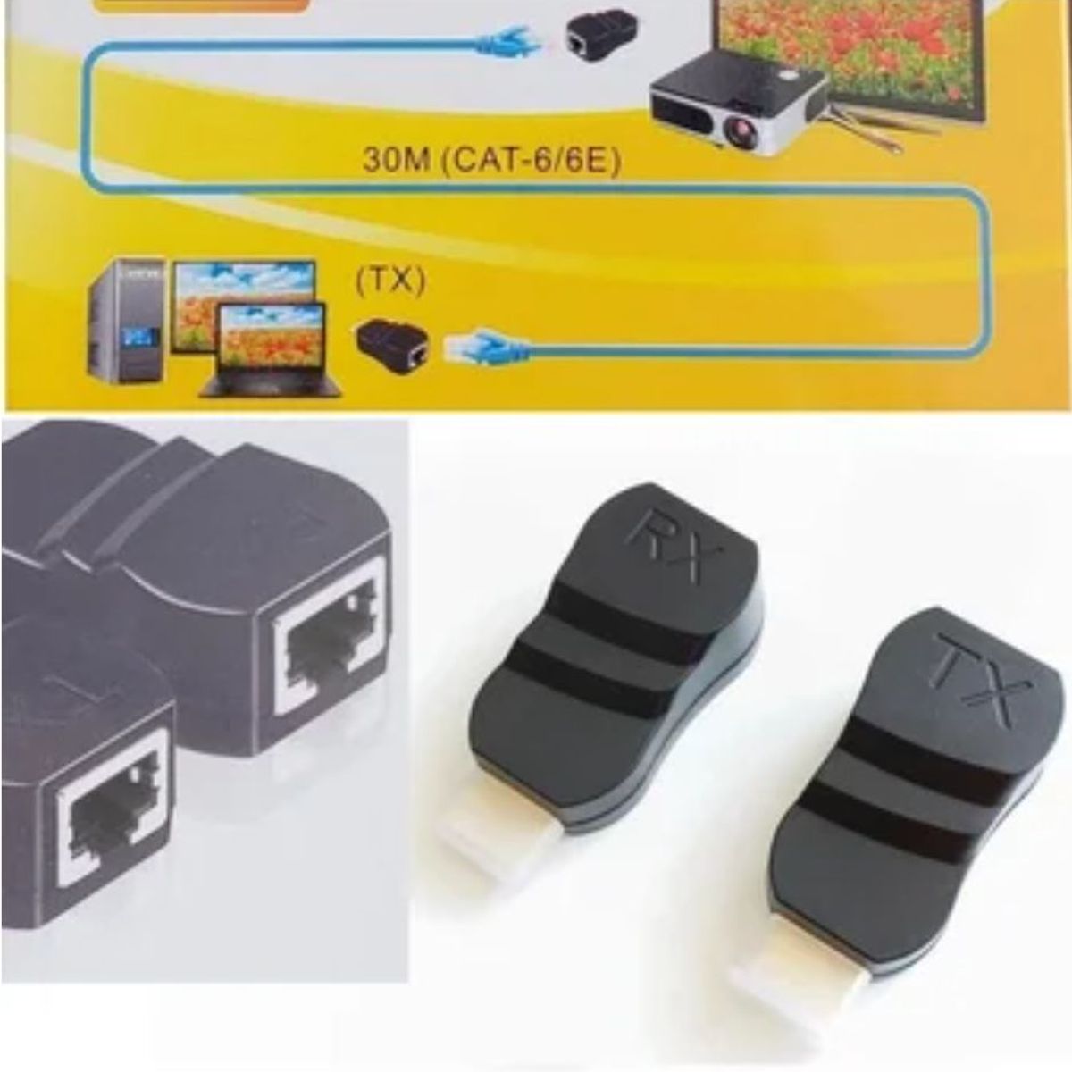 GENERICO - Extender Extensor Hdmi Rj45 Utp 4k 30 Metros hdmi extender negro