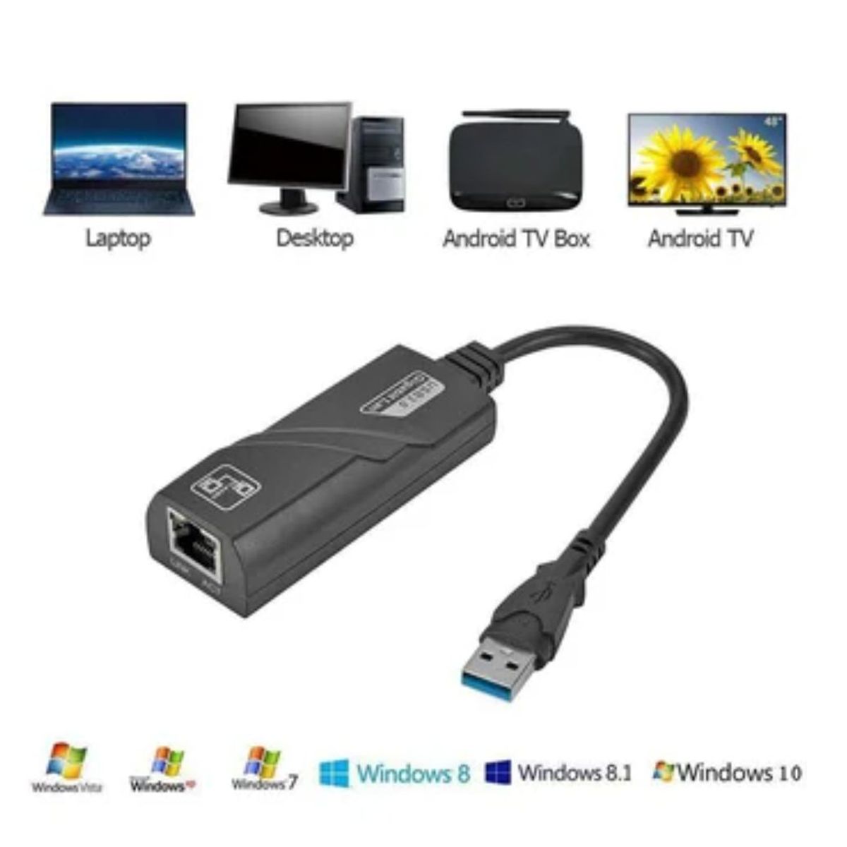 GENERICO - Adaptador Usb 3.0 A Rj45 Usb Lan Ethernet Windows Internet Gigabit