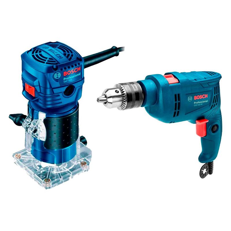 BOSCH - Taladro GSB 550 Bosch + Fresadora GKF 550