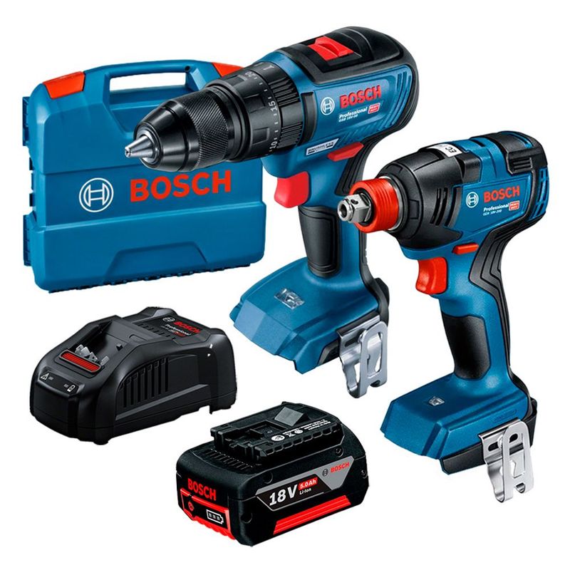 BOSCH - Taladro Percutor GSB 18V-50 + Llave de Impacto  1/2"-1/4" GDX 18V-200