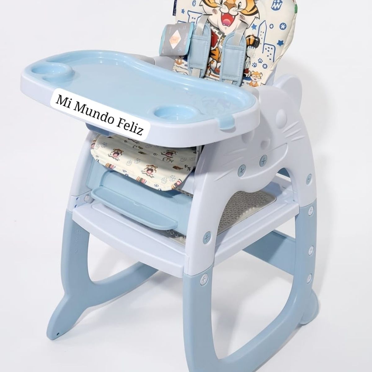BABY HAPPY - Silla de Comer para Bebe Carpeta Cat Celeste